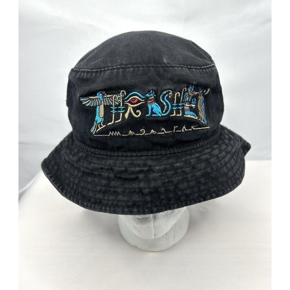 Thrasher Magazine Bucket Hat Embroidered Black Skater Egyptian Hieroglyphic S/M